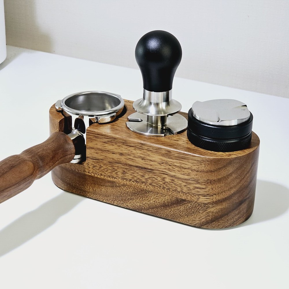 빈플랜트 탬핑 스테이션 호두나무 포터필터 거치대 템핑 매트 탬퍼, 1개 47,800원