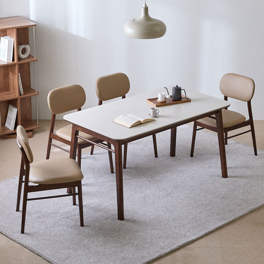 파로마 조앤 세라믹 원목식탁 의자 세트 4인용 1400 (의자4), 상세 설명 참조, 옵션선택:월넛베이지 의자 세트 699,000원