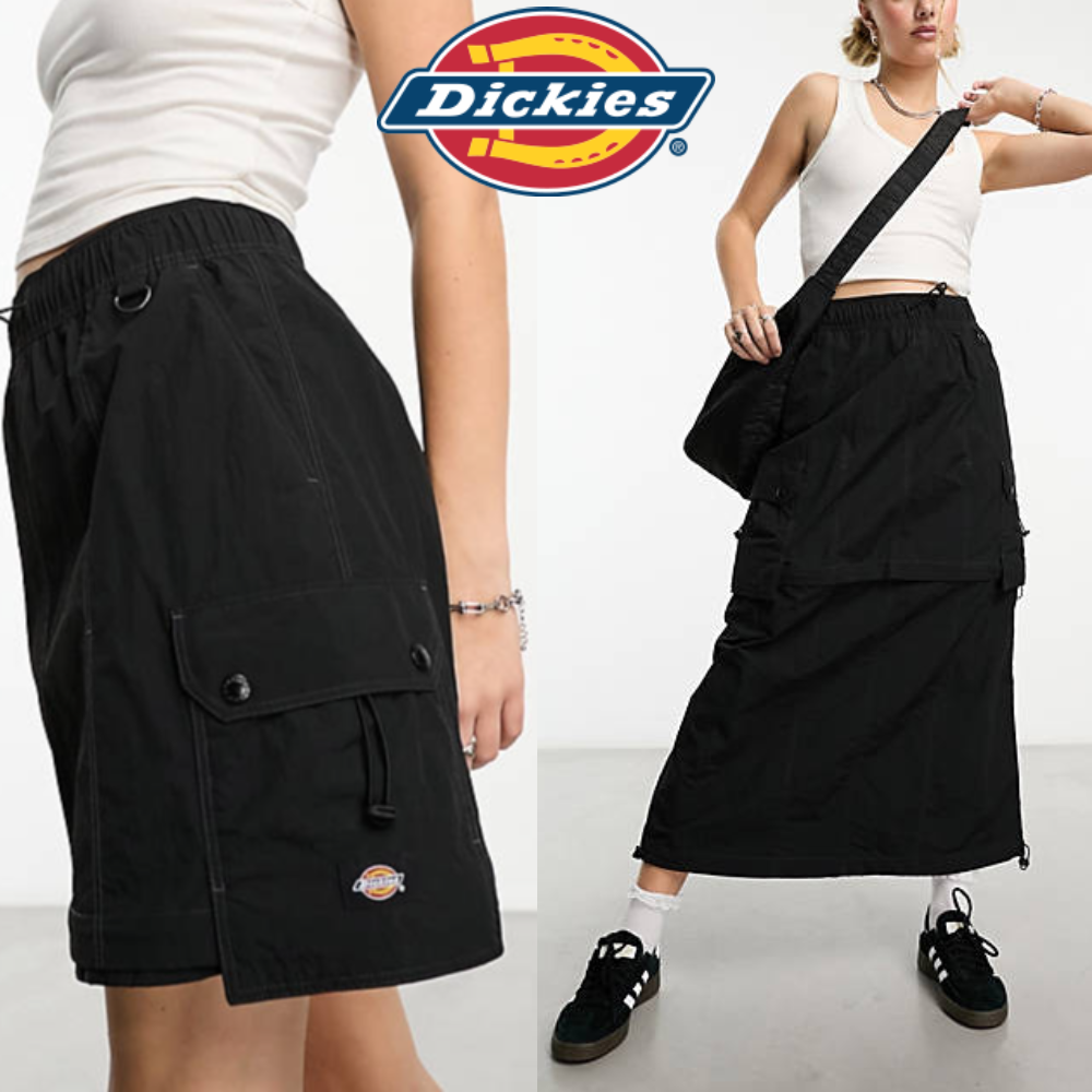 디키즈 잭슨 나일론 우븐 카고 스커트 롱치마 스커트 투웨이 지퍼 블랙 롱스커트 미니스커트 119,000원