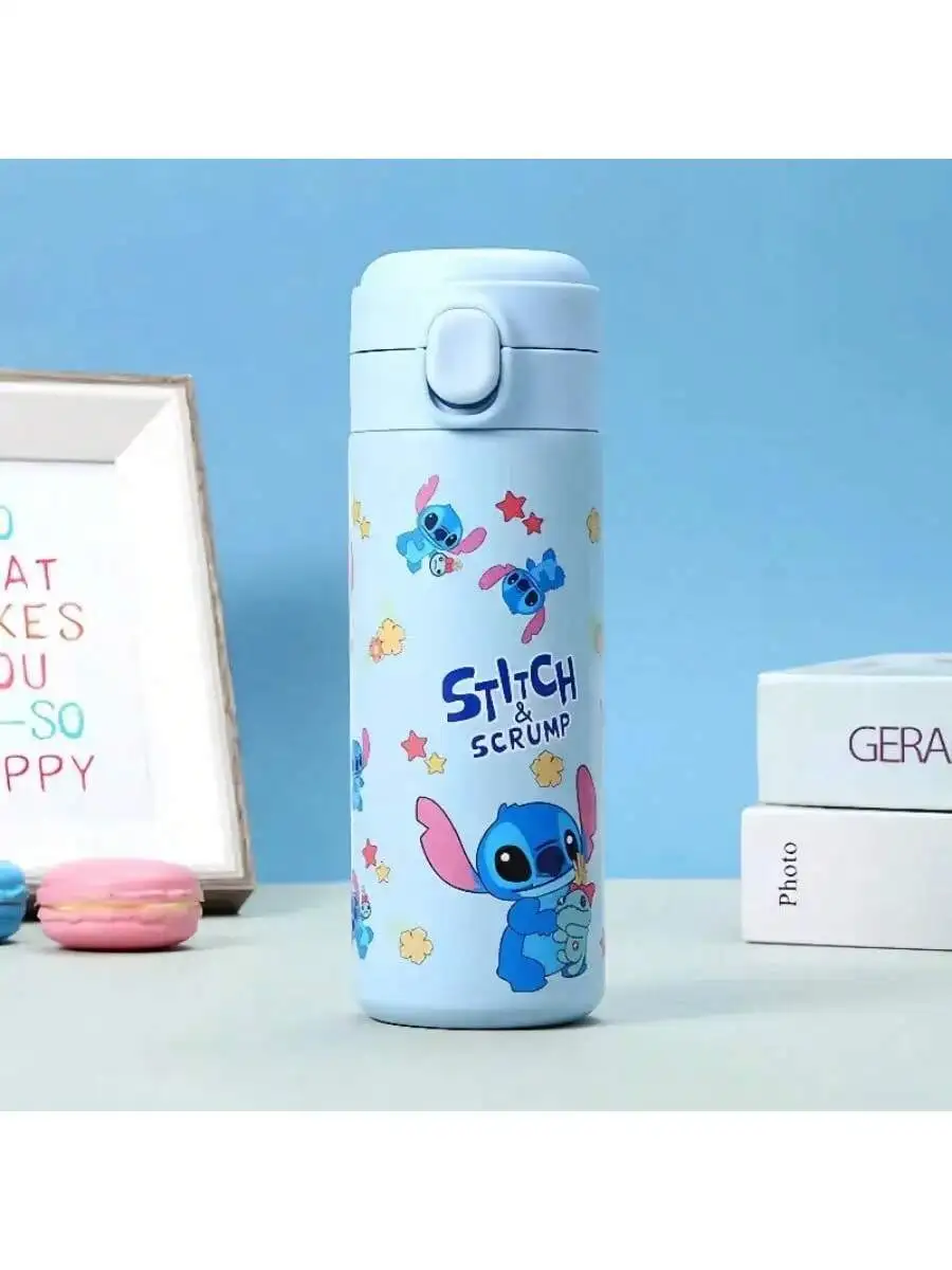 스티치 만화 스테인리스 스틸 물병 1개 이중벽 진공 단열 수분 보충 블래더 13.53oz 휴대용 플립 탑 음료 14,100원