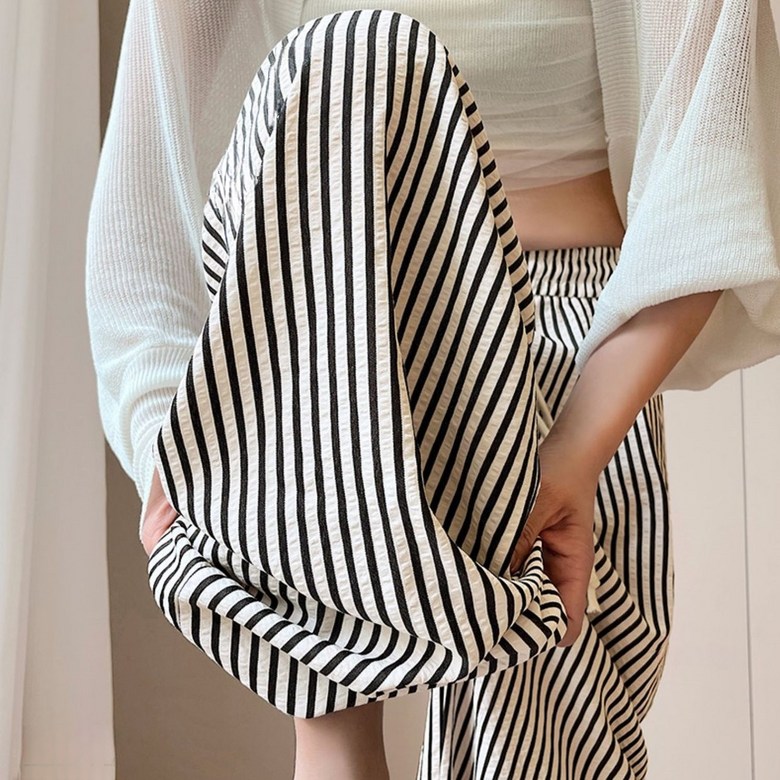 smile morli 시원한 스트라이프 와이드 바지 여성 팬츠 15,900원