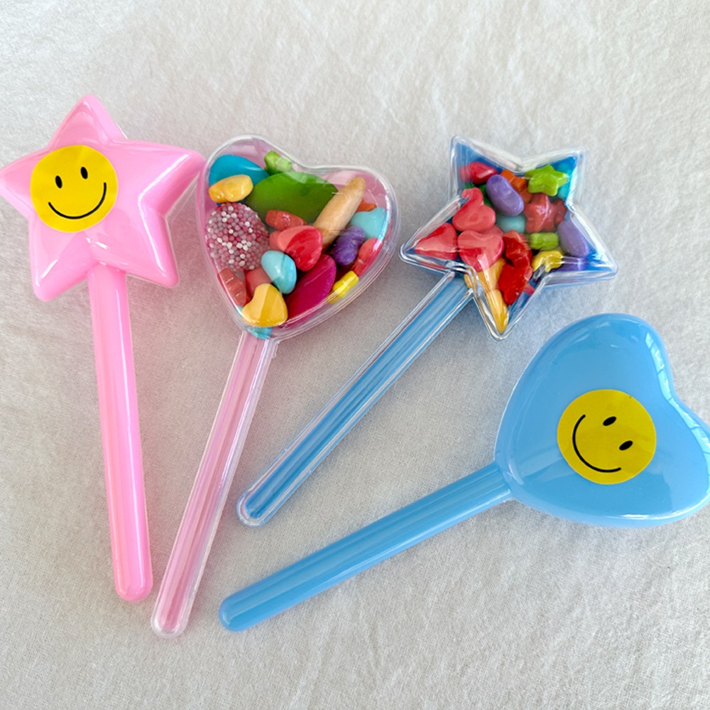 사탕선물 케이스 만들기키트(4인) 투명막대 별하트, 사탕케이스(투명막대하트별4인세트), 현재가 3,400원