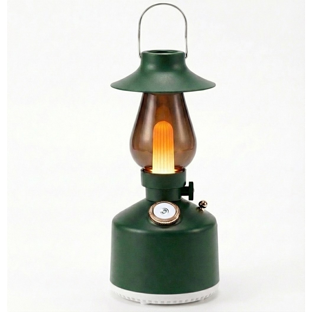 [겨울 건조함 해소 필수템]레트로 석유등 가습기 무드등 LED 조명 빈티지 감성 침실 휴대용 탁상 인테리어 오브제 선물 추천, 그린, SX-A10S 39,000원