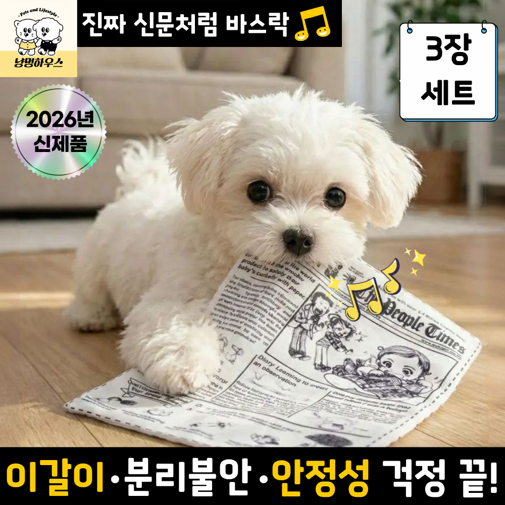 냥멍하우스 바스락북 강아지 혼자놀기 소리나는 신문책 장난감 4,990원