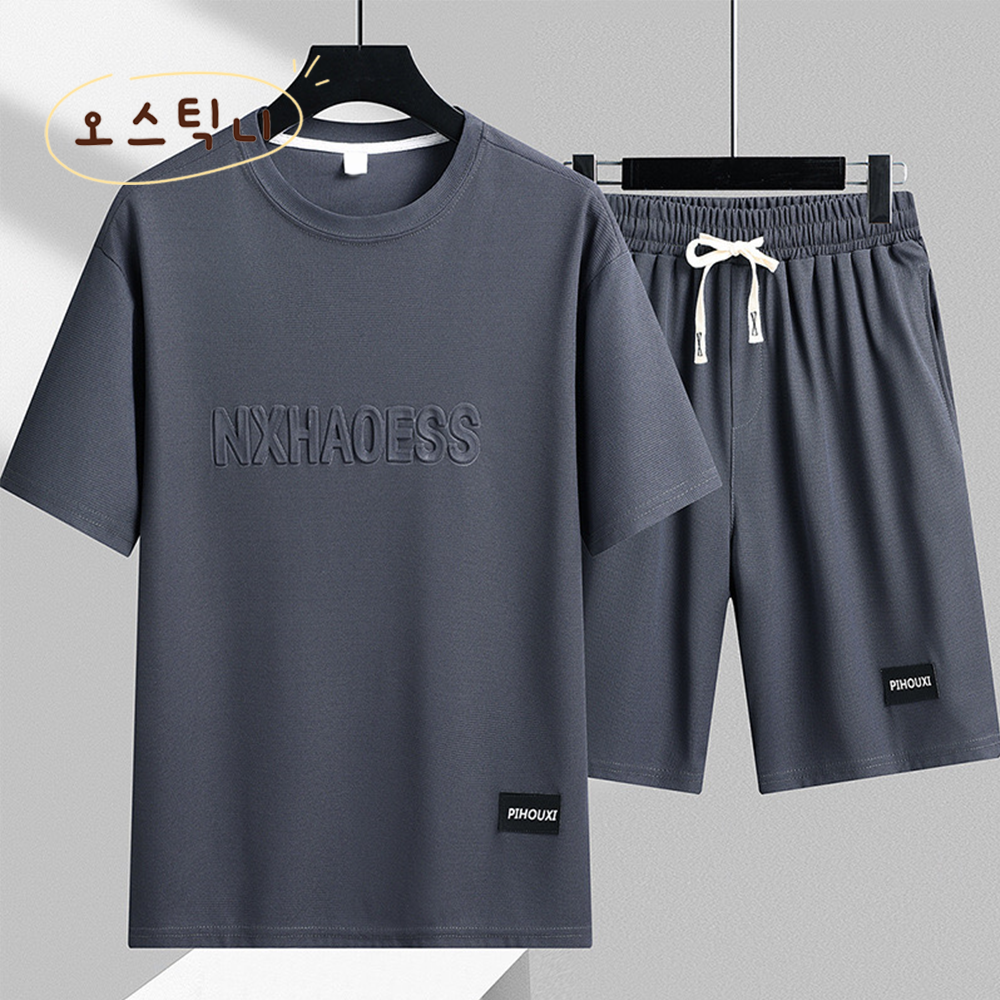 오스틱니 남성 초특가 여름 프린트 데일리 라운드넥 빅사이즈 트레이닝 반팔 세트 22,800원