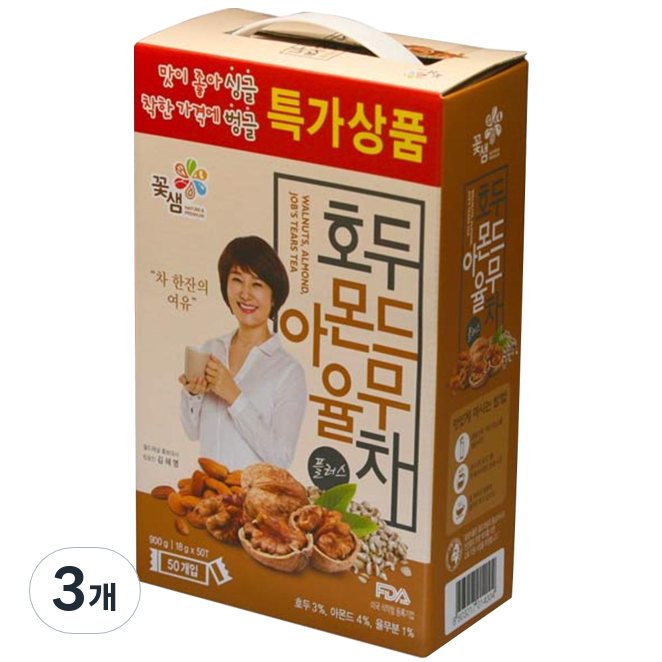꽃샘 호두아몬드율무차, 18g, 50개입, 3개, 현재가 25,800원