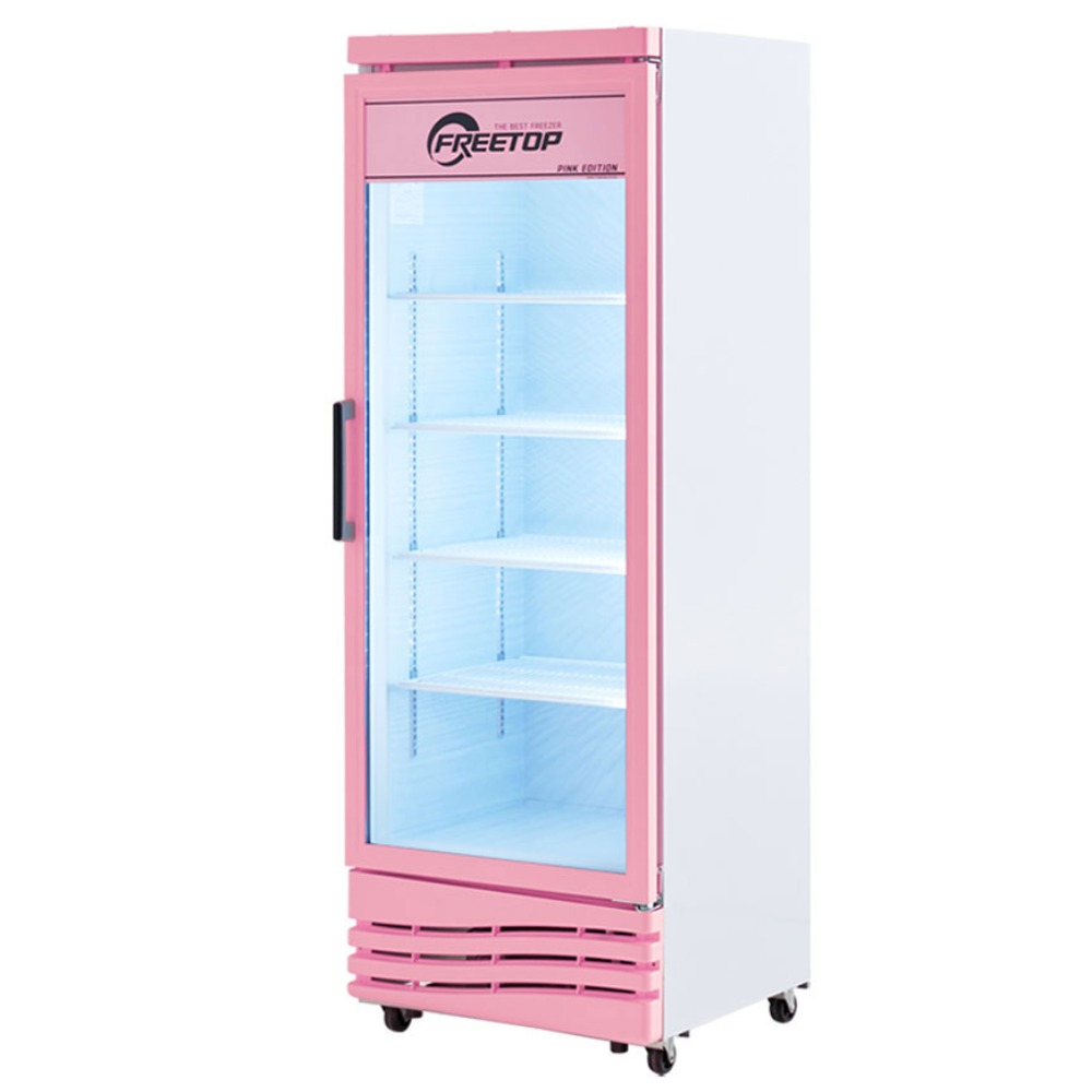 소상공인지원 음료수 냉장고 385L 업소용 쇼케이스 FT-470RP 핑크 술장고 약국 병원 주류 편의점, 현재가 384,000원
