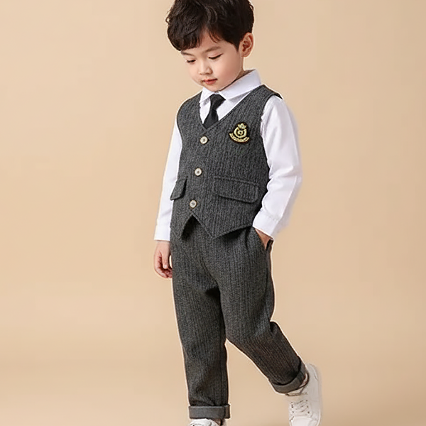 몽실이 와펜 조끼정장 3PCS 유아동 남아 촬영 의상 베스트 세트 봄 가을 슈트 33,900원