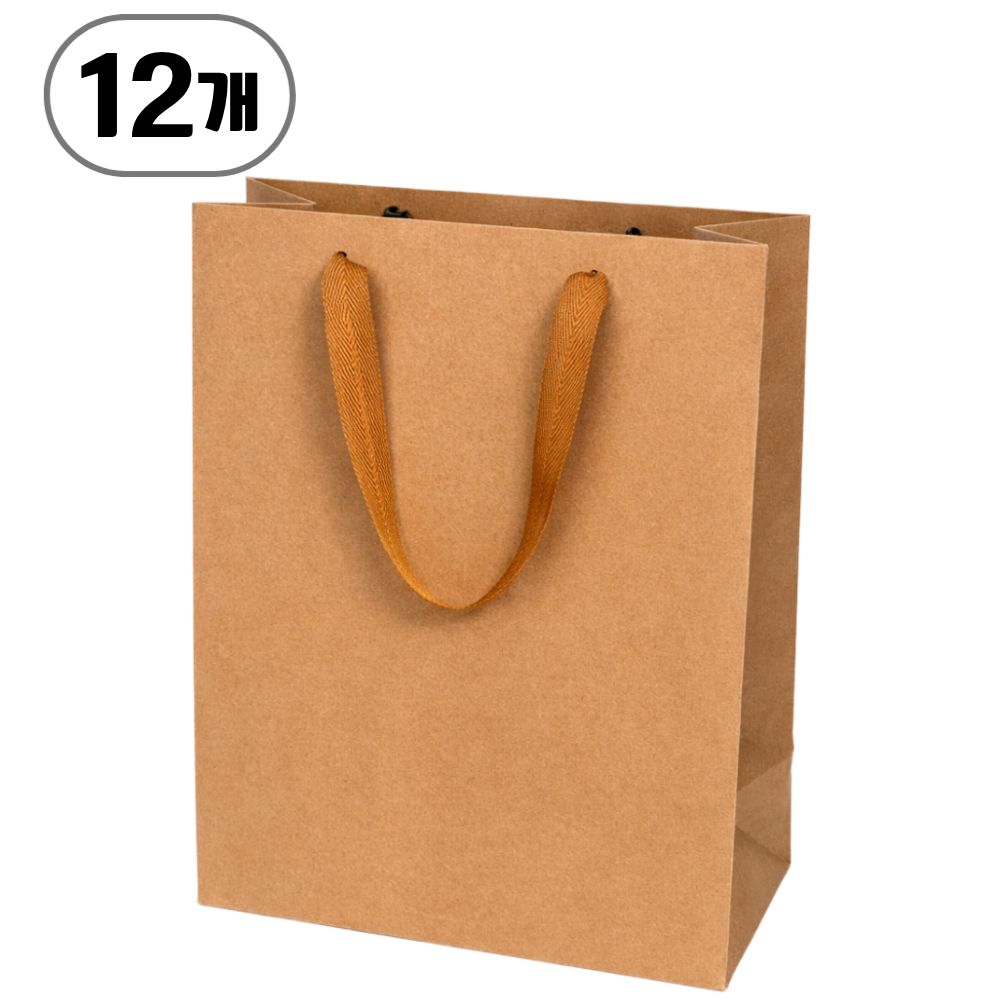 두꺼운 크라프트 쇼핑백 튼튼한 종이가방, 12개, 무지 7,900원