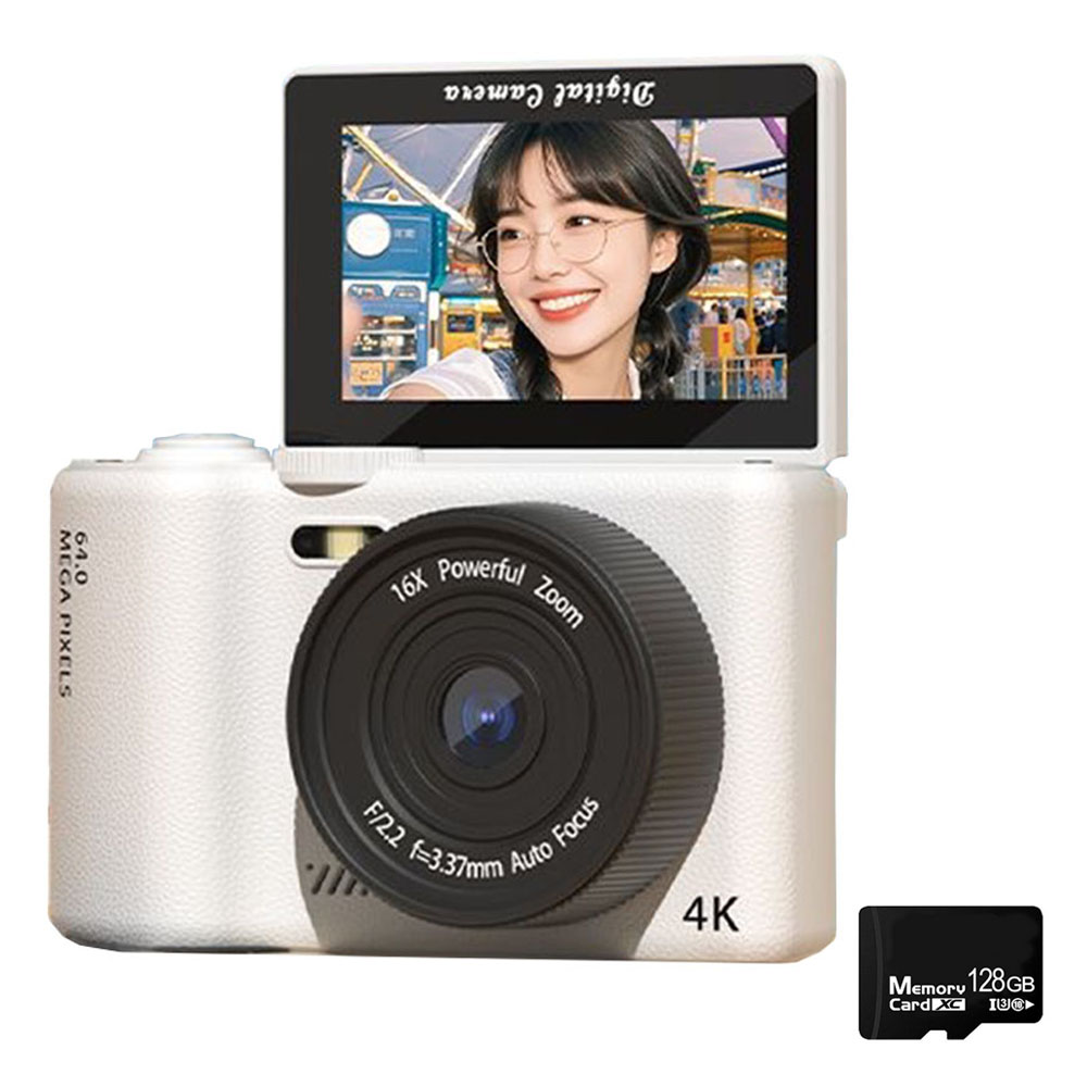 MOKIN wifi 디지털 카메라 빈티지 초고속 4K DH 6400W 픽셀 + 128G sd카드, 화이트 98,000원