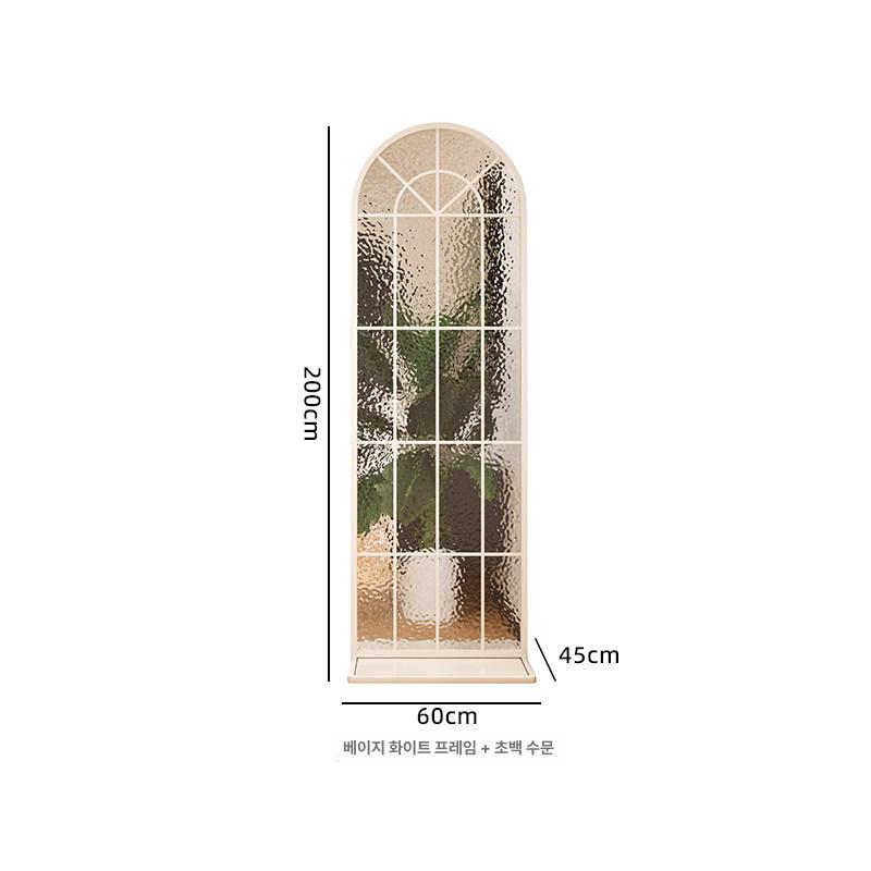 아치형가벽 무타공 프렌치 크림 유리 파티션 이동식 가림막 거실 입구 칸막이, 아치형 베이지화이트 + 워터 패턴 60cm 175,800원