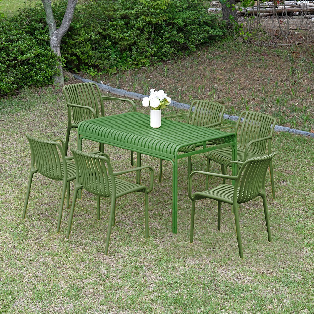 피카소가구 팰리마린 4인세트 6인세트 플라스틱의자 철재 야외테이블 카페 인테리어 야외 세트, 딥그린 385,500원