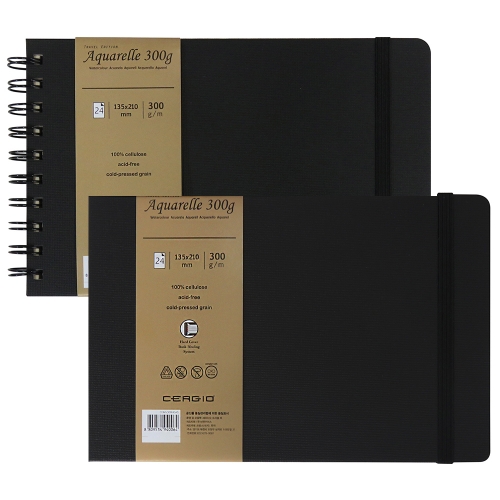 세르지오 트래블 하드커버 300g 24매 스케치북 수채화종이 어반스케치, 스프링 10.5x14.8cm 13,270원