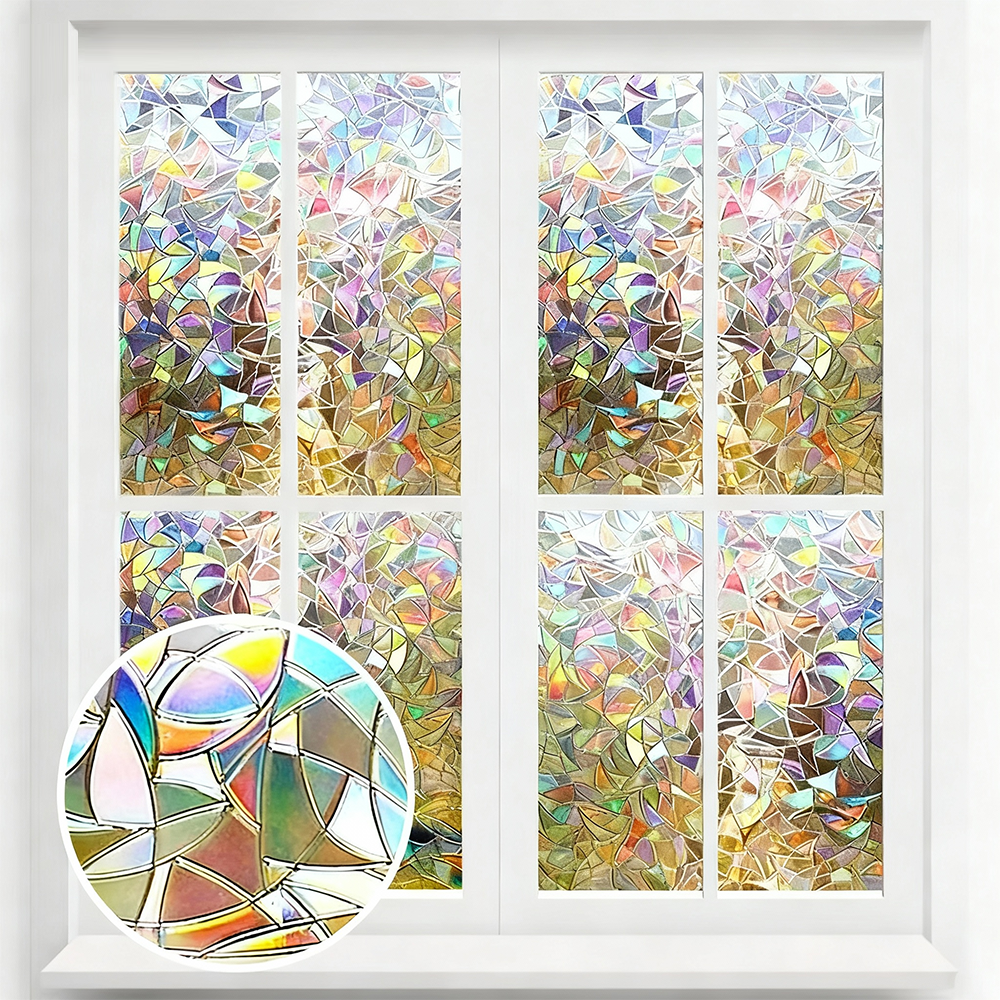 Jeernare 사생활보호 창문시트지 물로만 붙이는 유리 시트지 흔적없이 반복사용가능 2M 3M, 멀티 무지개색 11,900원