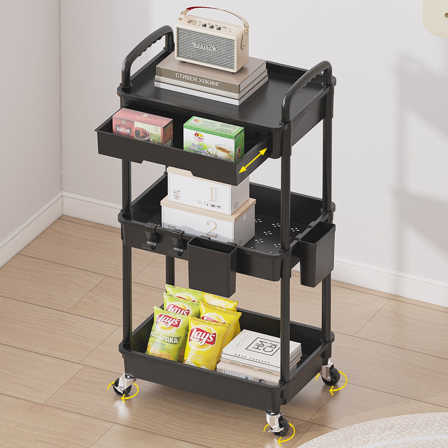 선반 트롤리 이동식 슬라이딩 서랍형 주방 욕실 수납 정리 11,960원