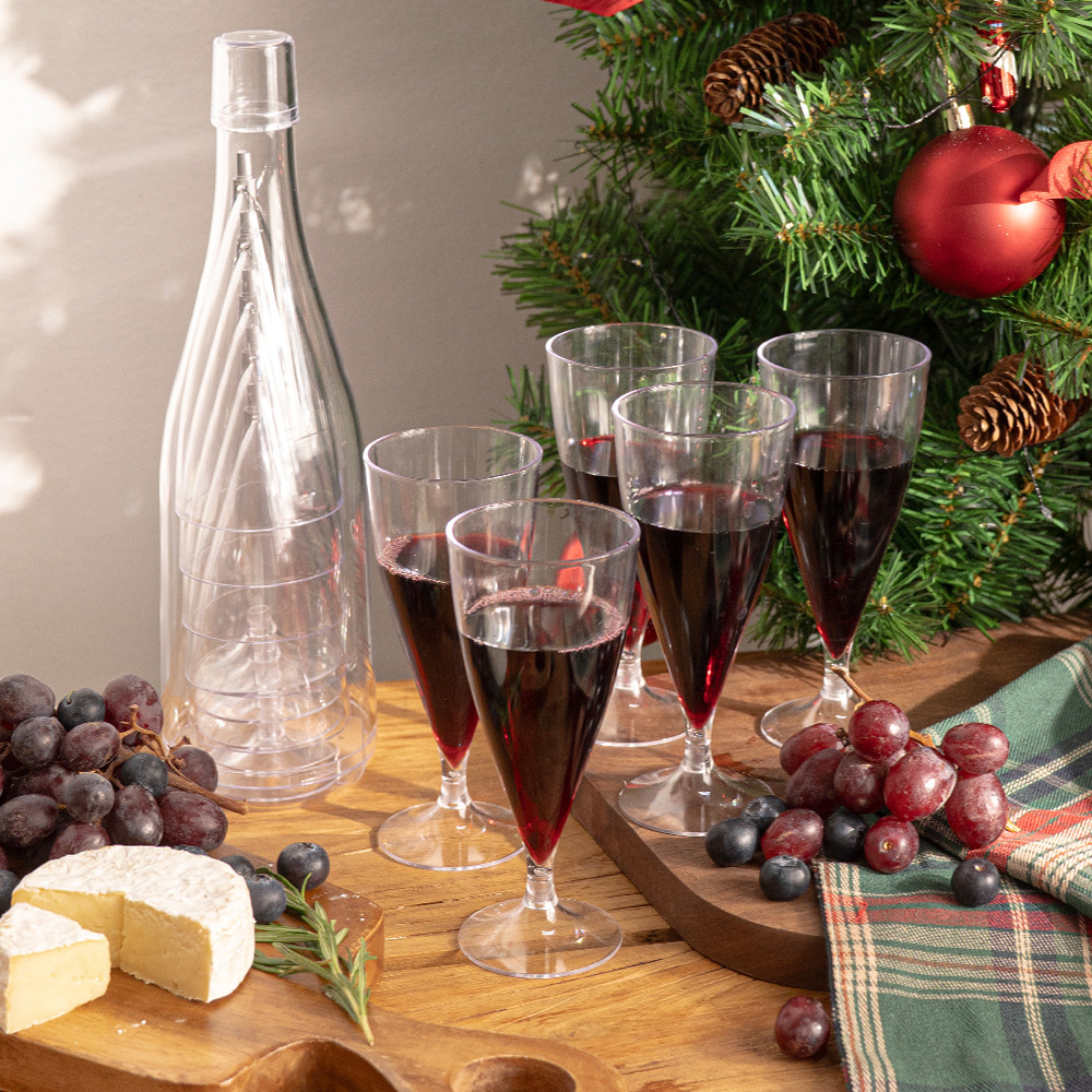 코지테이블 캠핑 피크닉 휴대용 보틀형 플라스틱 조립식 와인잔 투명 세트 8,500원