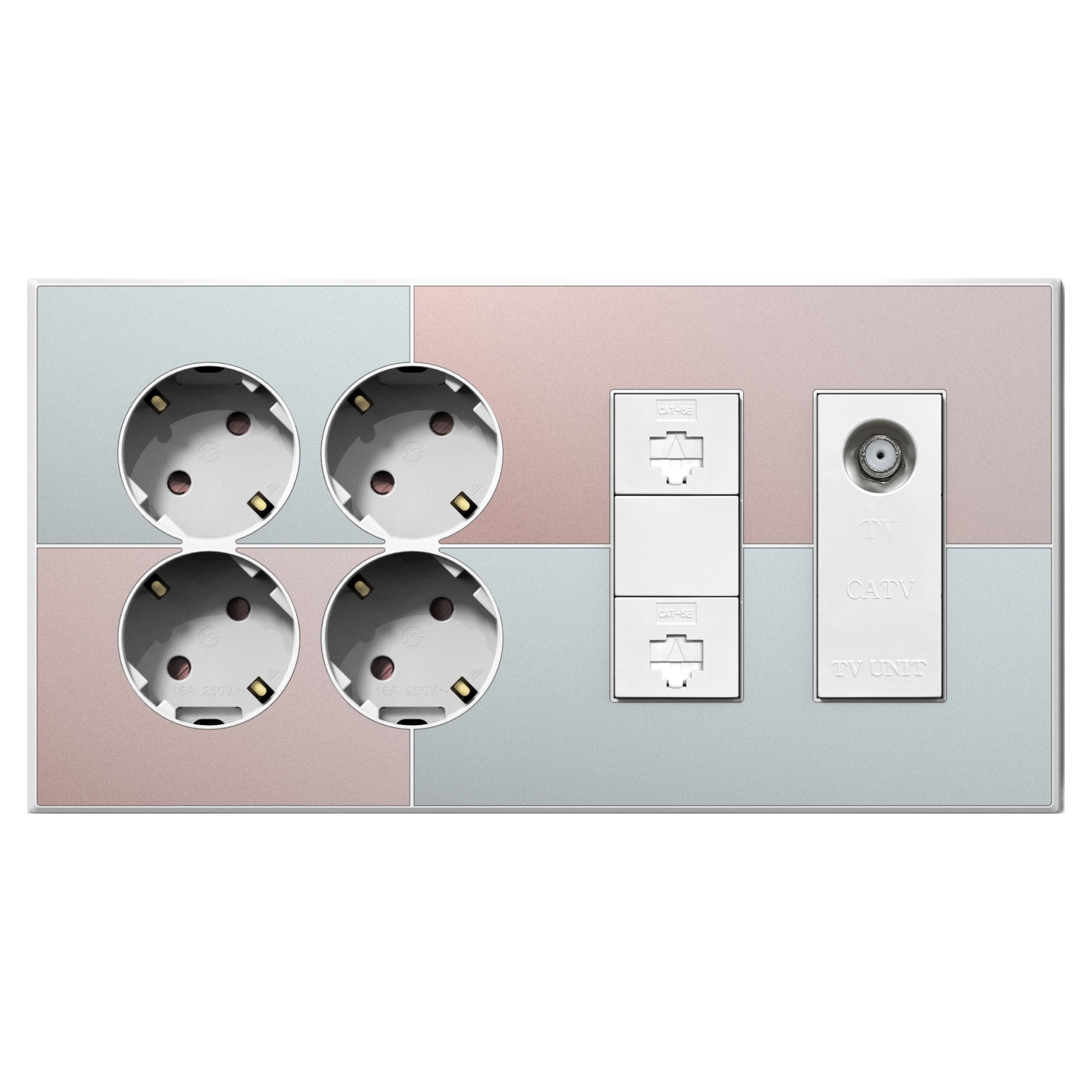 틸인스 갤러리 통합수구 콘센트 4구 + RJ45 2구 + CATV 유니트 2방 민트로즈 + 프레임 화이트, 1개 46,400원