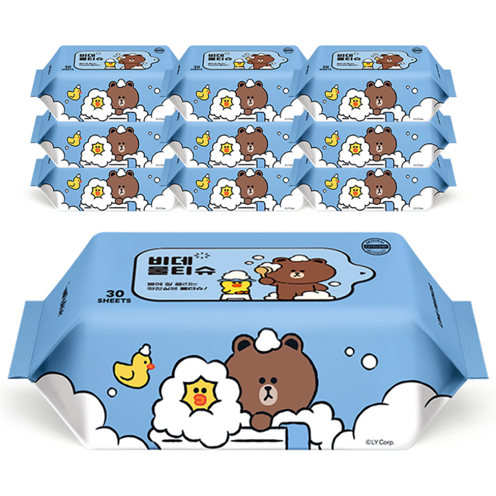 아이러브베베 유아용 라인프렌즈 버블프렌즈 비데용 물티슈 휴대리필형 12,510원