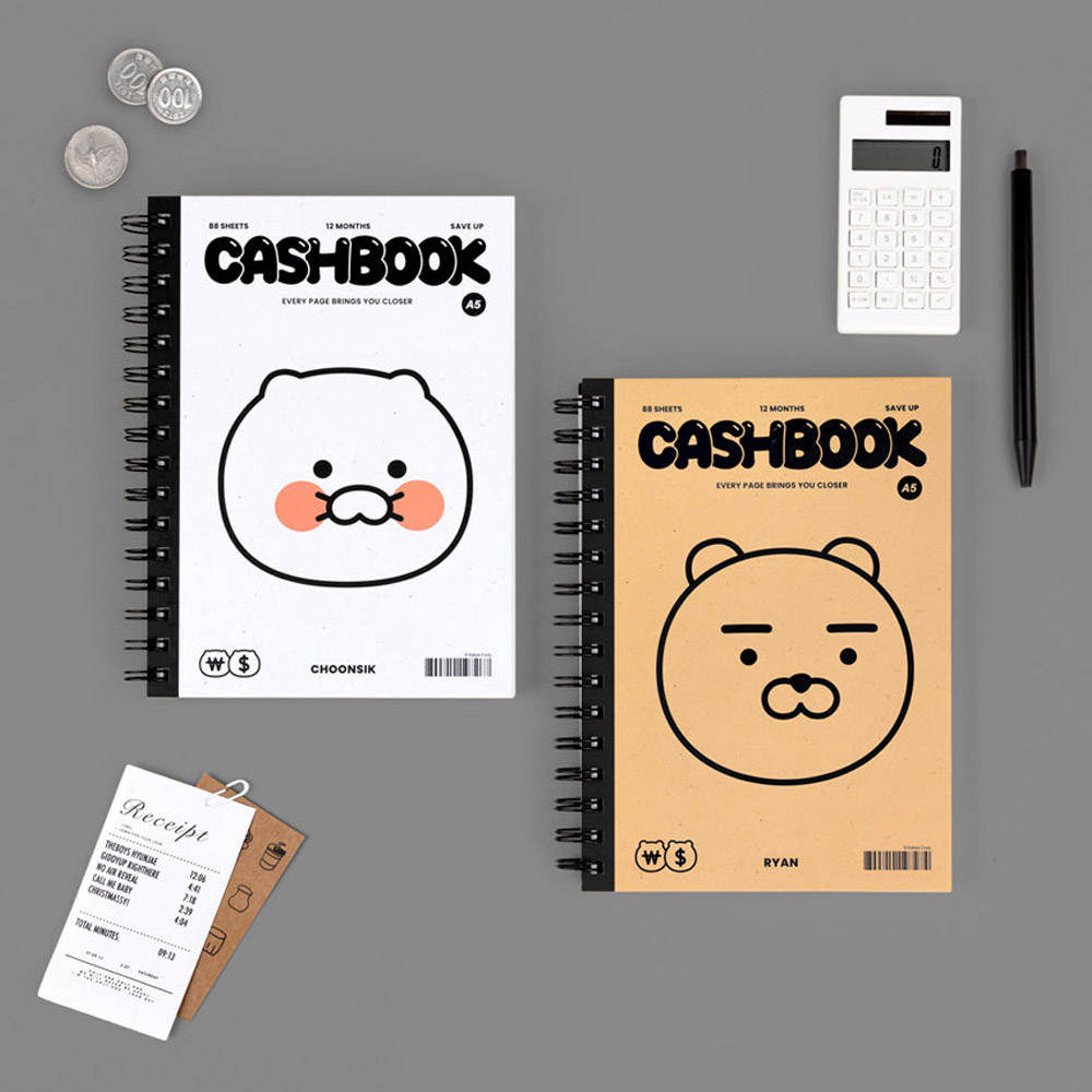 홈앤키즈 카카오프렌즈 모노톤 소비일기 가계부 카카오 용돈기입장 지출기입장 마년 신혼부부 학생 캐쉬북 6,500원