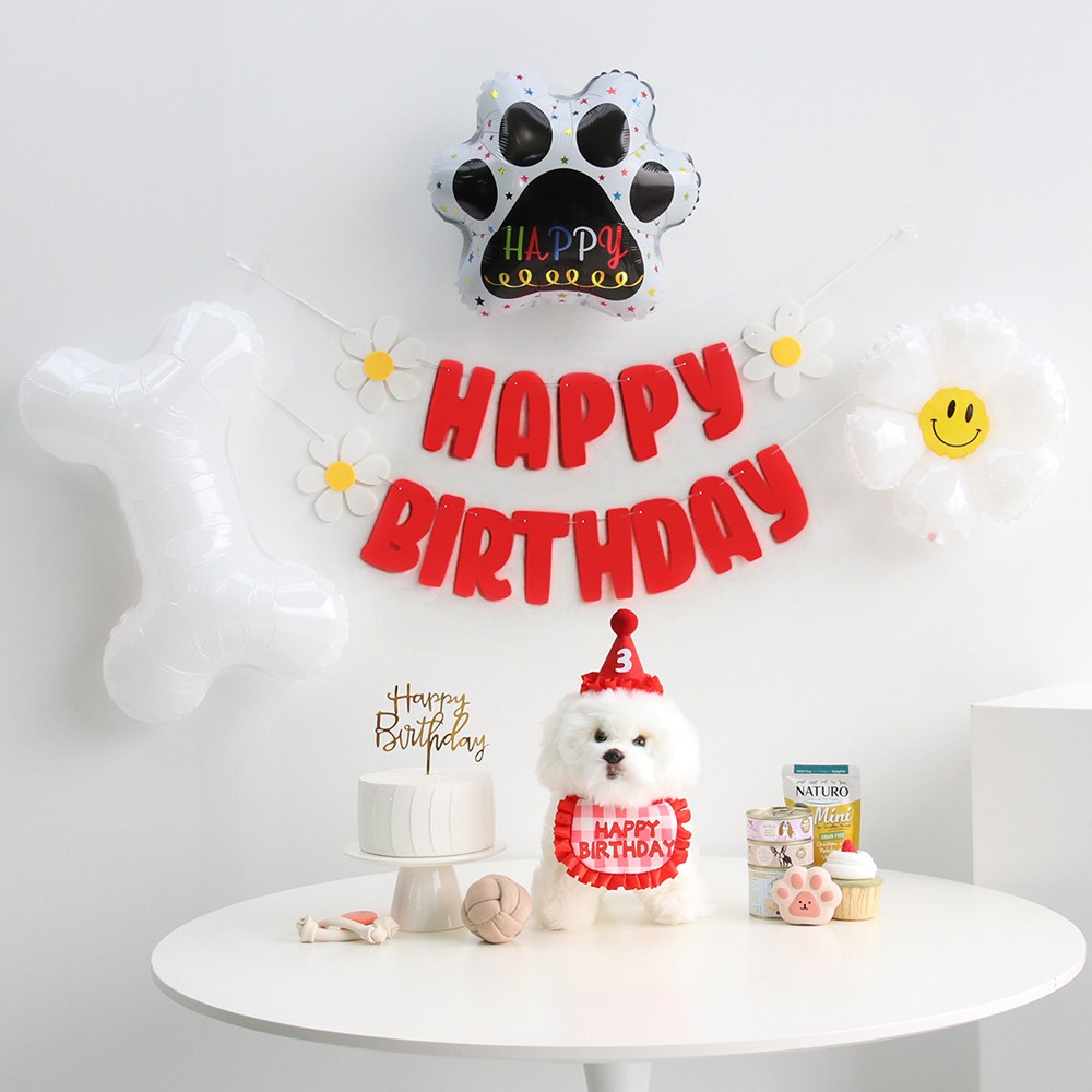 이벤트홀릭 강아지 고양이 생일파티용품 레터링 세트 체크 케이프 고깔 15,100원