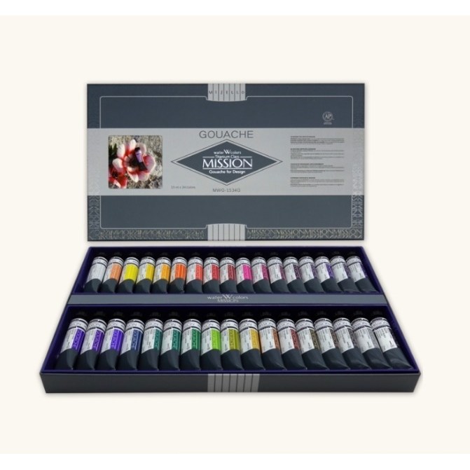 미젤로 티타늄클래스 수채화 과슈물감 15ml 34색 세트 MWG-1534G 127,700원