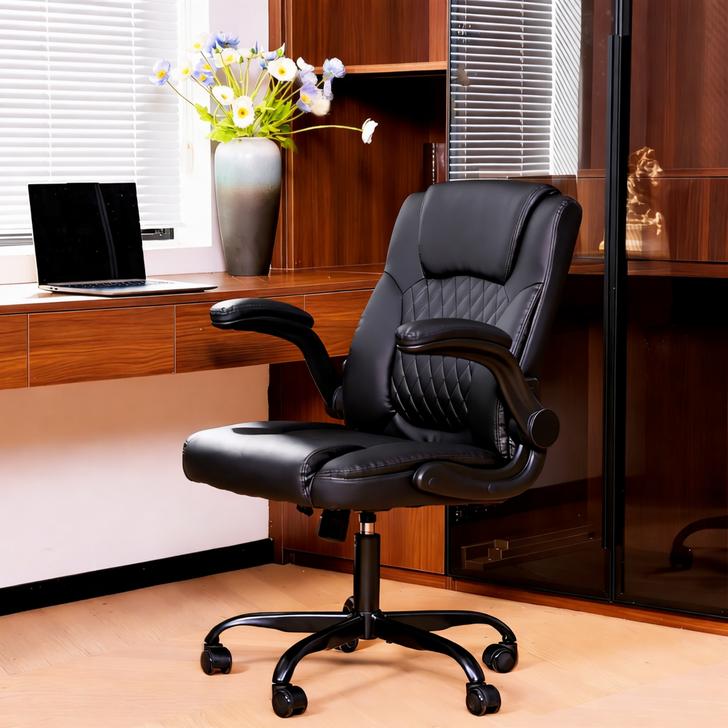 CoolHut 프리미엄 사무용 중역 의자 인체공학 10cm 두꺼운 쿠션 리클라이너 편한 가죽 사무용 컴퓨터, 1개, 검정색 98,000원