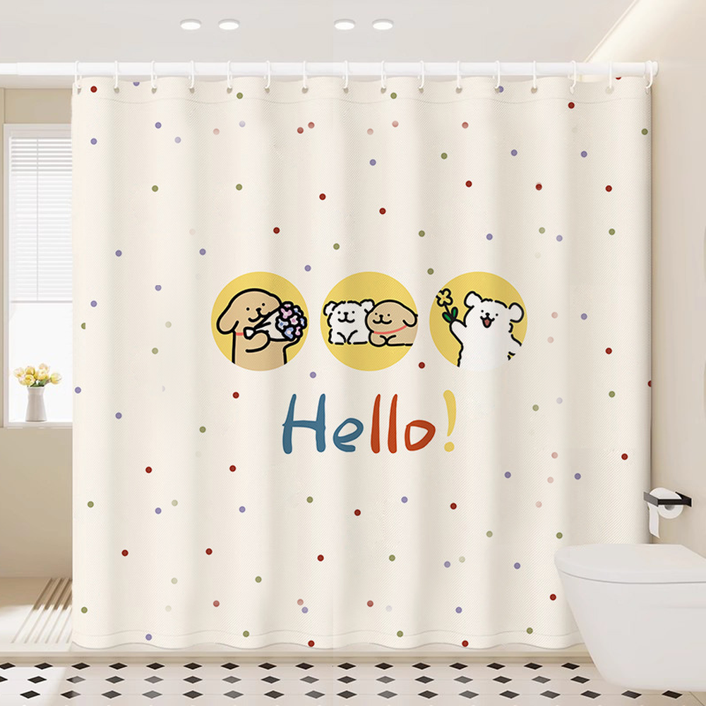 코다치프 욕실 드로잉 방수 화장실 목욕 칸막이 가림 천 샤워 커튼 + 끈 + 고리 세트 30,800원