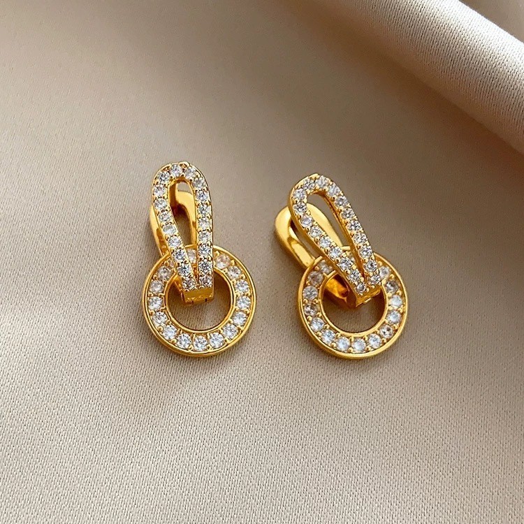 Ramlove 14k 골드 귀걸이 고급 인공 다이아몬드 GRA 인증 다이아몬드 세팅 귀걸이 말발찌 럭셔리 귀걸이 도금 CLX-SP017 59,000원