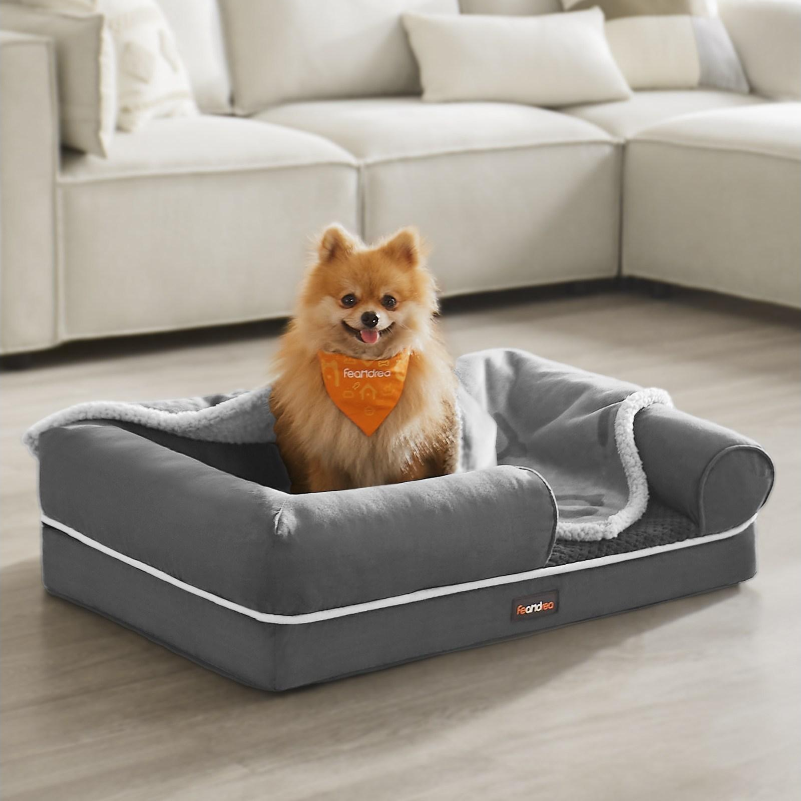 FEANDREA 반려동물 꿀잠 푹신한 미끄럼 방지 사각 강아지 방석 쿠션, 1개, 그레이 28,570원
