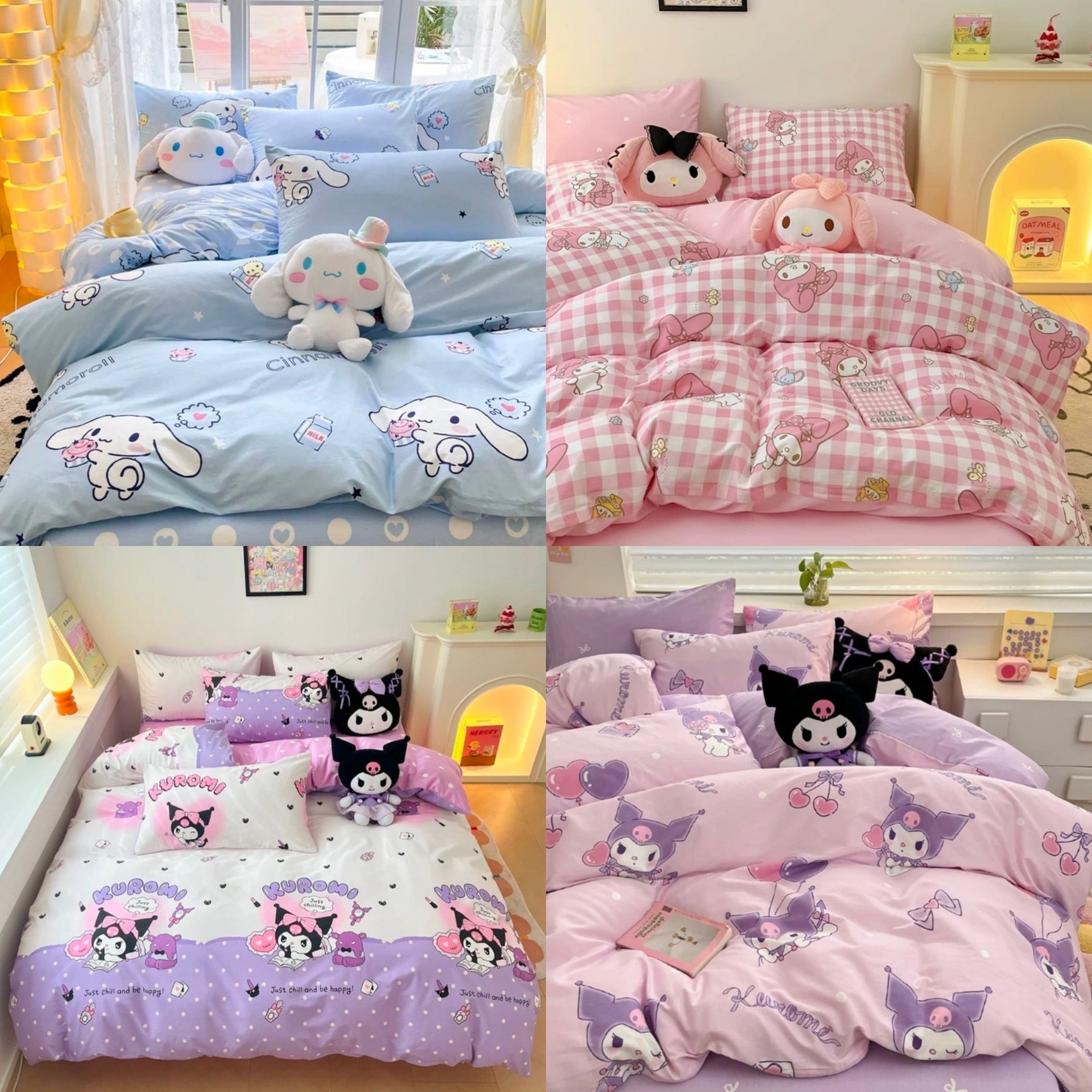 산리오이불커버 시나모롤침구 순면이불 키티 쿠로미 미이멜로디 이불커버 39,800원