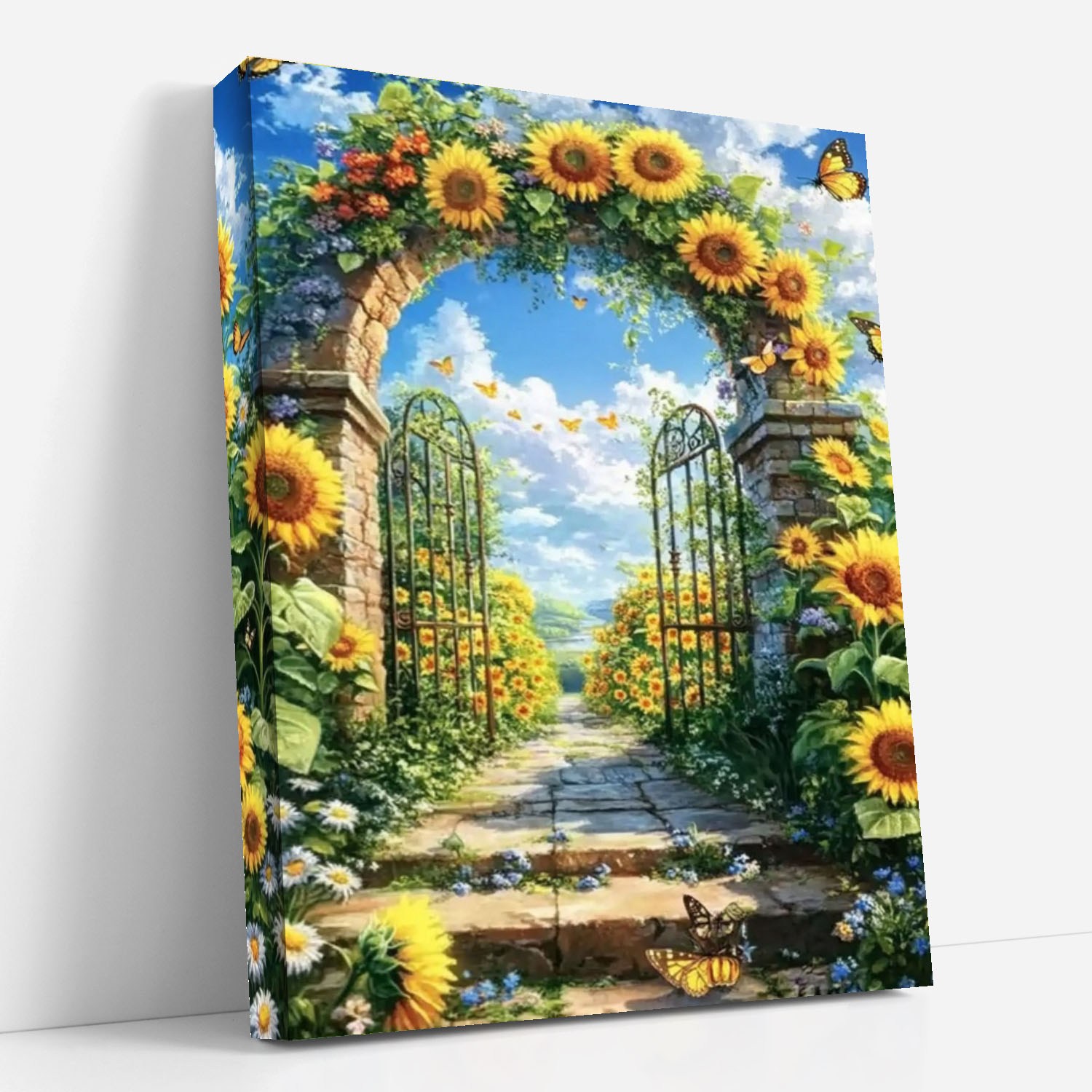 뉴타임즈 보석십자수 캔버스형 40x50cm DIY 액자형 풍경 인물 꽃식물 다이아몬드 그림 액자 캔버스형 수공예 애호가 특별한 선물 방 장식품, 1세트, 해바라기 정원 00095 19,000원