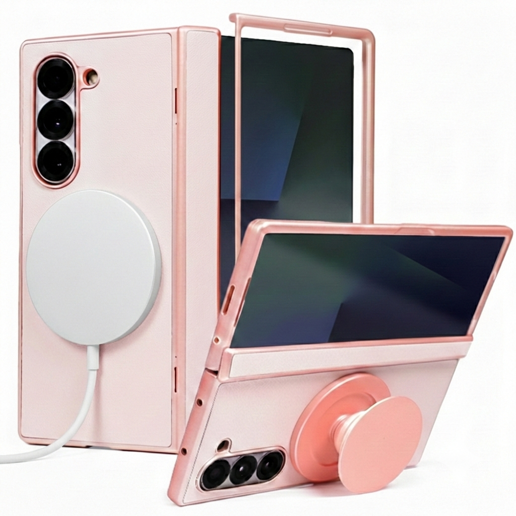 제루크 갤럭시 호환 Z 폴드 힌지보호 맥세이프 자력강화 무선충전 풀커버 거치 소가죽 케이스 25,900원