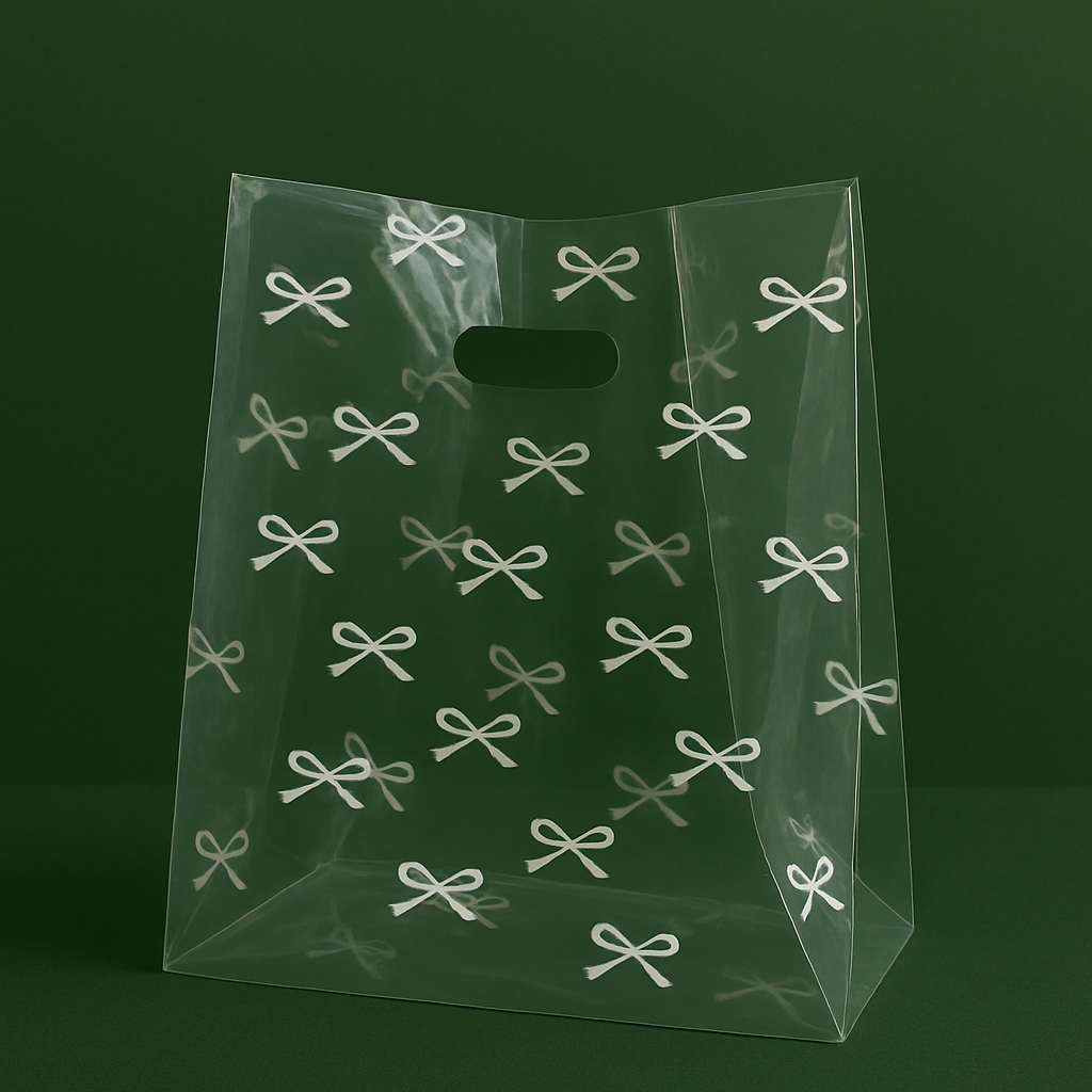 [비닐company] PE투명 비닐쇼핑백 리본디자인 링봉투 도시락봉투 손잡이비닐 7,080원