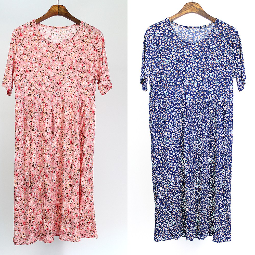 그레이스 1+1 여름 아이스 쿨링 플리츠 꽃주름 원피스 휴양지 플라워 롱원피스 2세트 12,900원