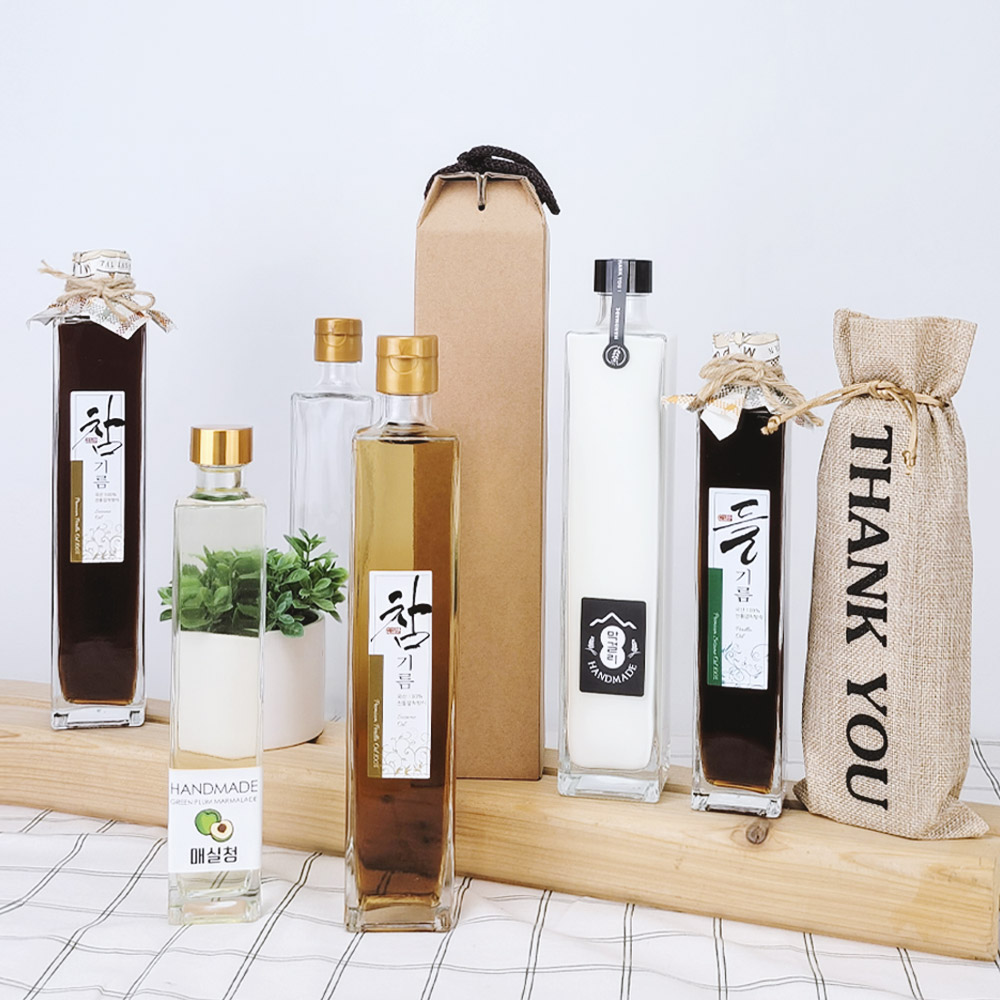 미르코리아 유리병 사각 하바리움100ml 스크류캡 참기름 오일 소스 밀폐용기 2,910원