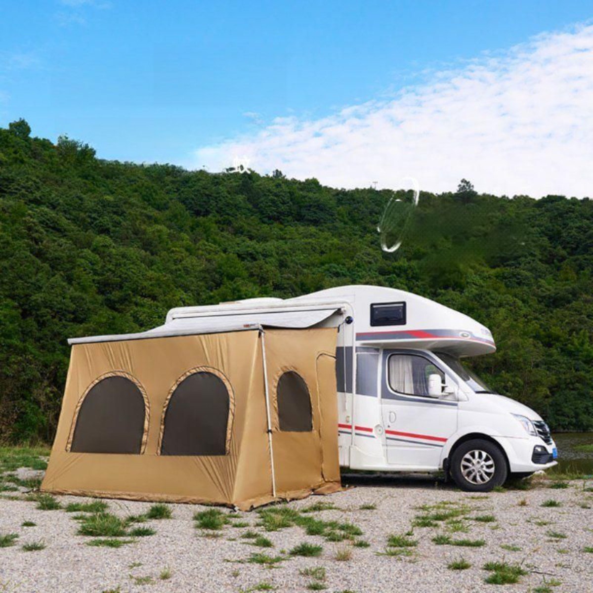 어닝룸 어닝텐트 확장텐트 바닥 일체형 카라반 사이드월 쉘터 텐트 캠핑카 자동차 사이드, 3.5m 이상 어닝룸 S350 397,700원