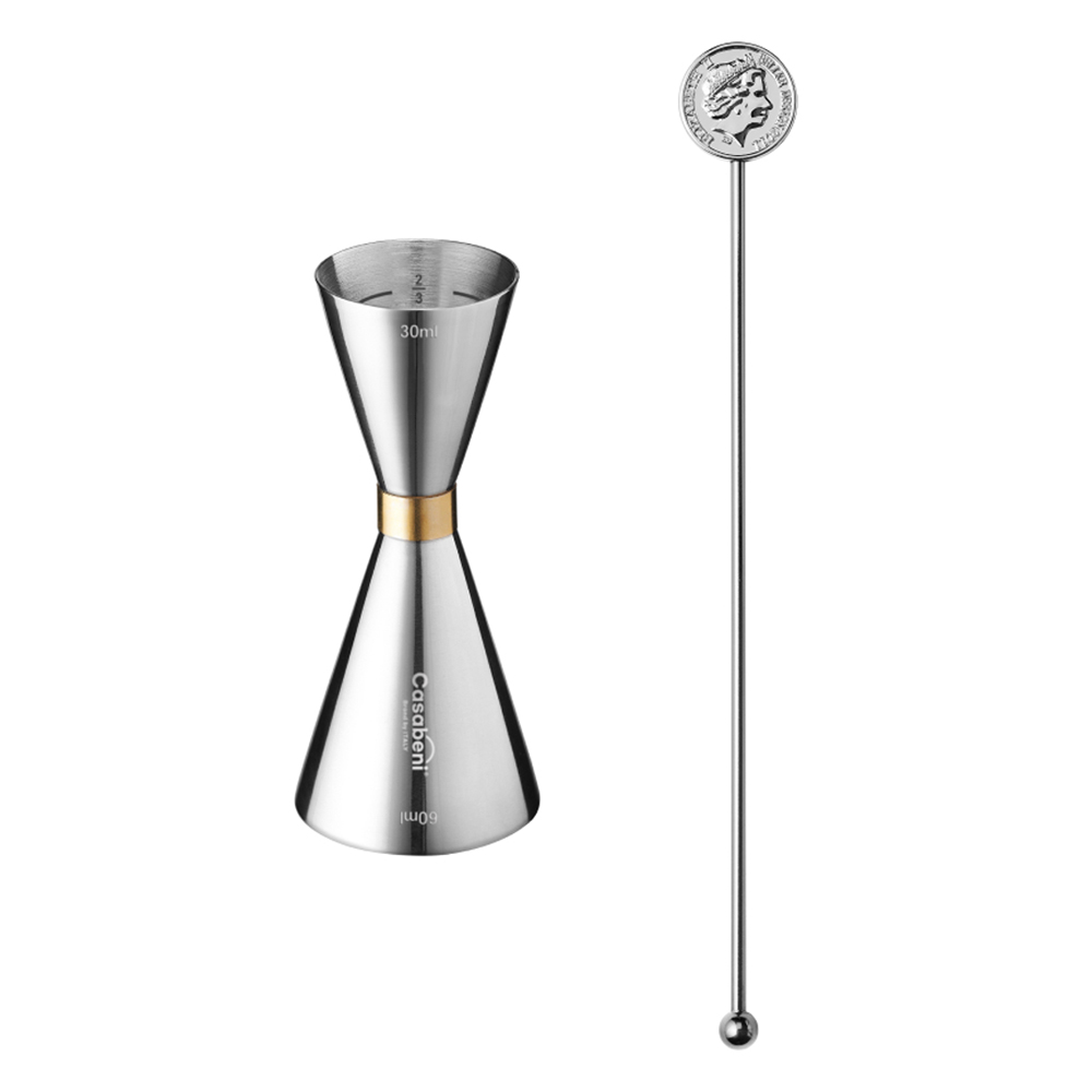 까사베니 홈텐딩 칵테일 골드링 계량 지거 30ml / 60ml + 머들러 세트 19,330원