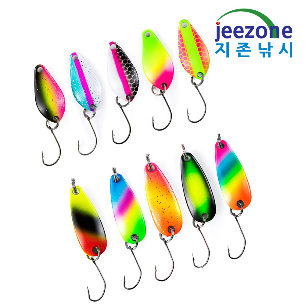 지존낚시 마이크로스푼 10종세트 2g 3g 송어 꺽지 쏘가리 루어낚시 용품, 1세트, 2g+3g 10종세트, 2g 9,900원
