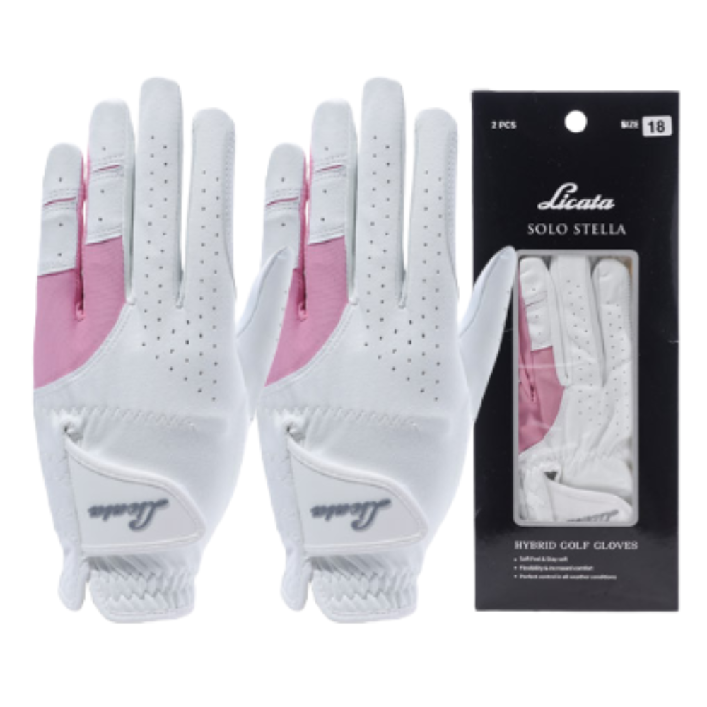 2장 1세트 리카타 솔로스텔라 반양피 남성 여성 에어홀 밀착 벨크로 골프장갑, 2개, 여성 화이트핑크 20,500원