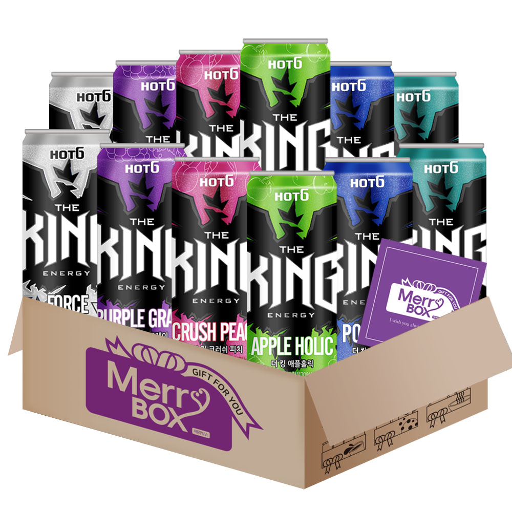 [메리박스] 핫식스더킹 에너지드링크 세트 1호 12개 (포스+퍼플+피치+애플+파워+러쉬)+메세지카드, 1세트, 355ml 19,400원