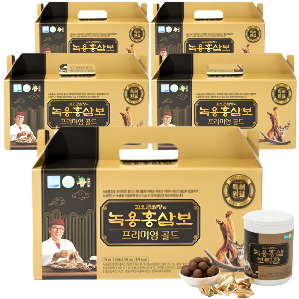 [홈쇼핑 히트상품] 김오곤 녹용홍삼보 5개월분 150포+[김오곤 보력환30환] 프리미엄 골드 보양세트 면역력 건강 선물세트, 1세트, 150회분 118,000원