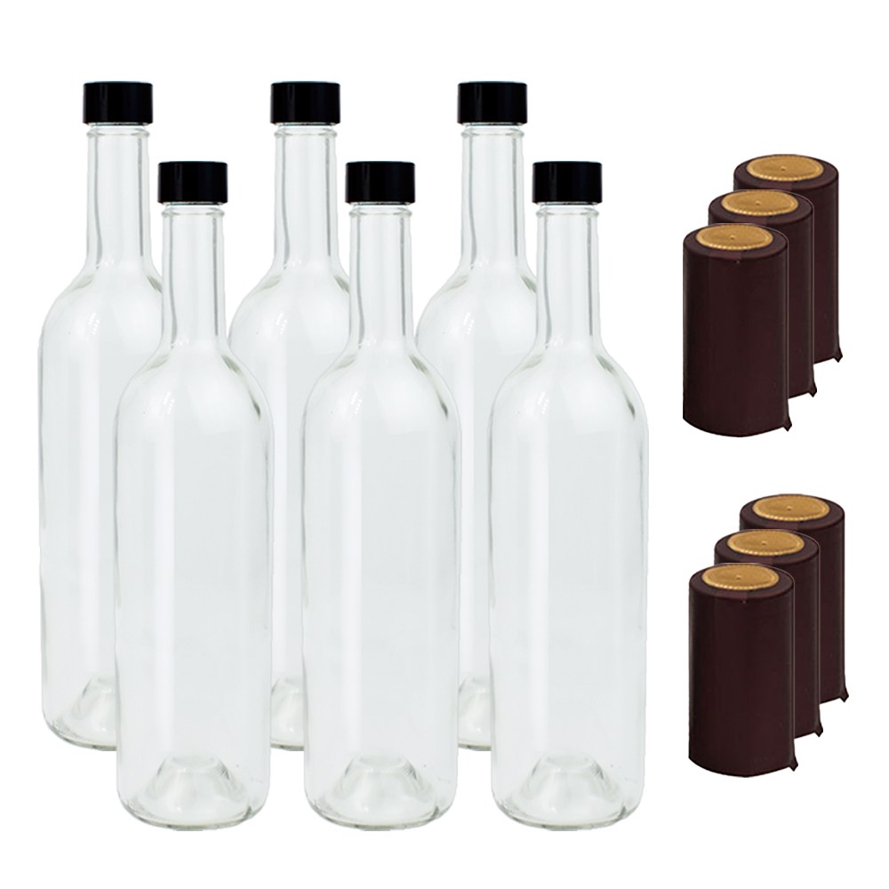 가인글로벌 와인병 750미리 유리병 담금주병 + 스탬핑 숏캡 + 루땡 (탑씰 수축필름) 주류병, 6세트, 750ml 18,200원