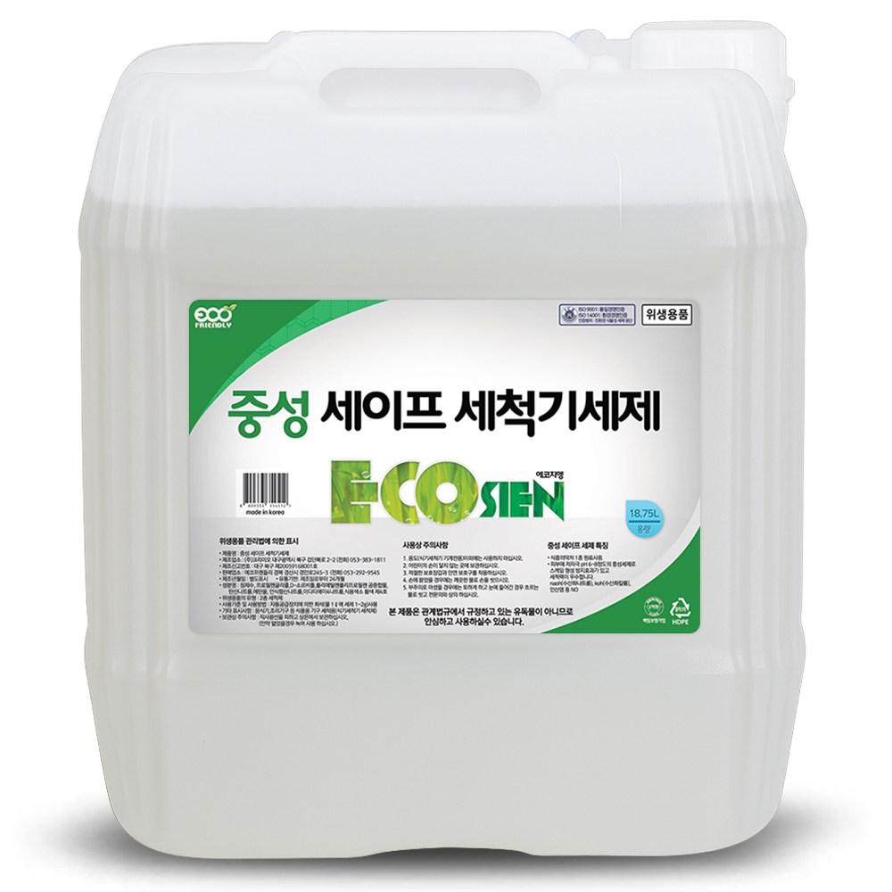 에코지엥 중성 세이프 식기세척기세제 18.75L 1종 원료사용, 18.75L, 1개 17,200원