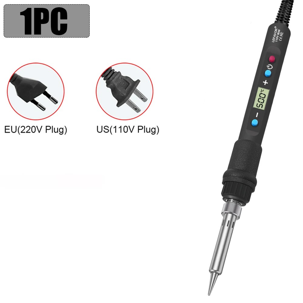 80W 전자 용접기 키트 납땜 인두 조절 가능한 온도 LCD 용접 도구 세라믹 히터 팁 EU220V/US110V 18,500원