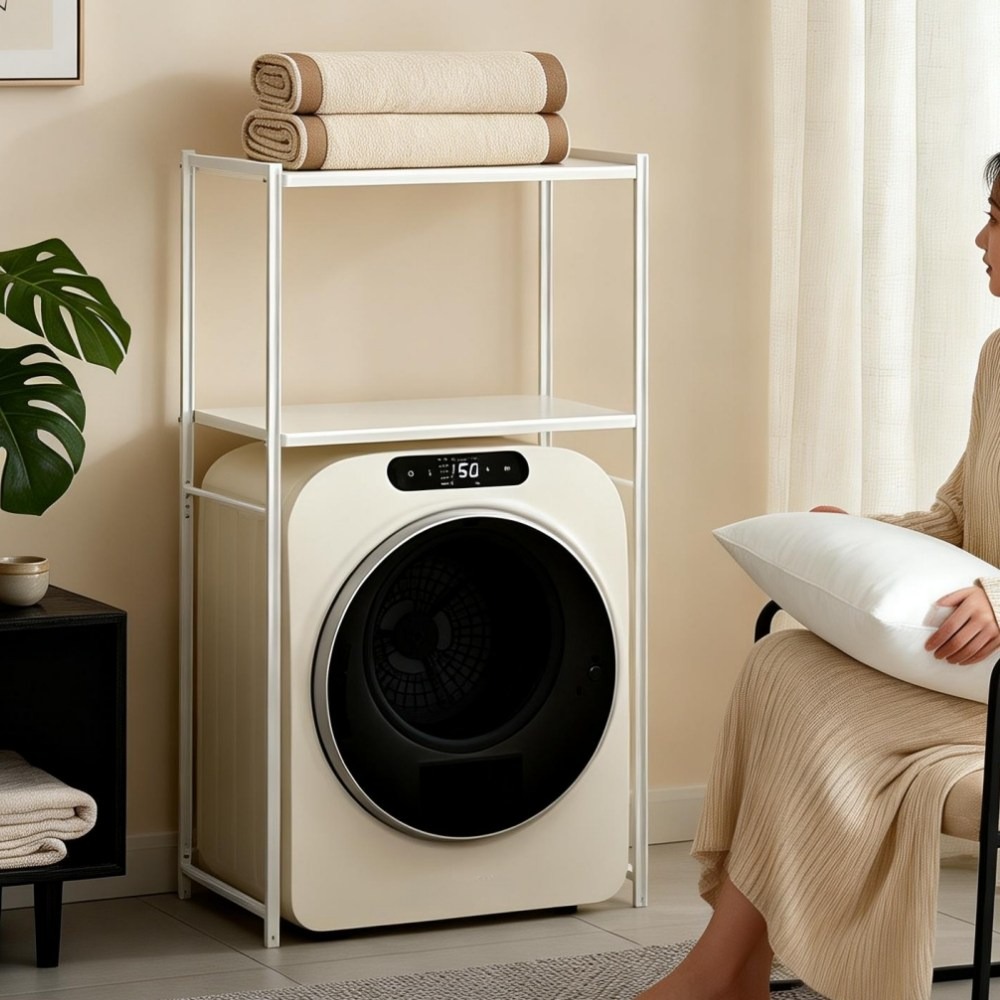 JSUSUJ 미니건조기 조립식 철제 선반 베란다선반 세탁기선반 위아래 폭 높이 조절 가능, 1개, White 98,000원