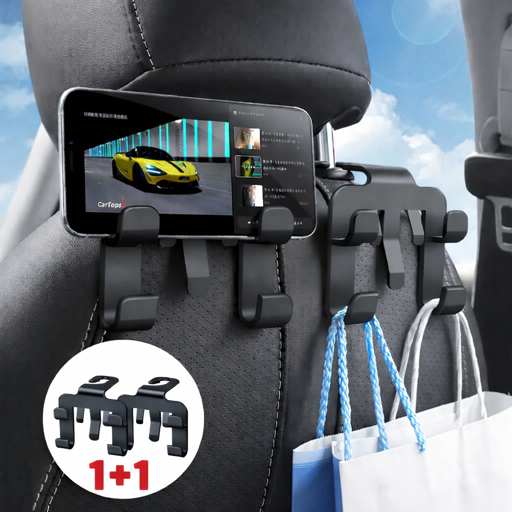플루코 차량용 헤드레스트 후크 1+1 거치대 핸드폰 거치 가방걸이, 단일옵션, 2개 7,900원