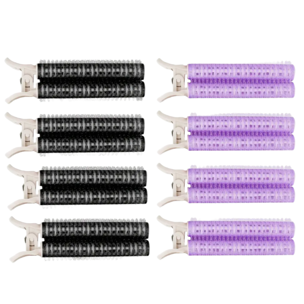 볼륨픽 집게형 뿌리볼륨 헤어롤 드라이기 전용 셀프 스타일링 롤 (4개세트), 블랙(4개)+퍼플(4개) 11,900원