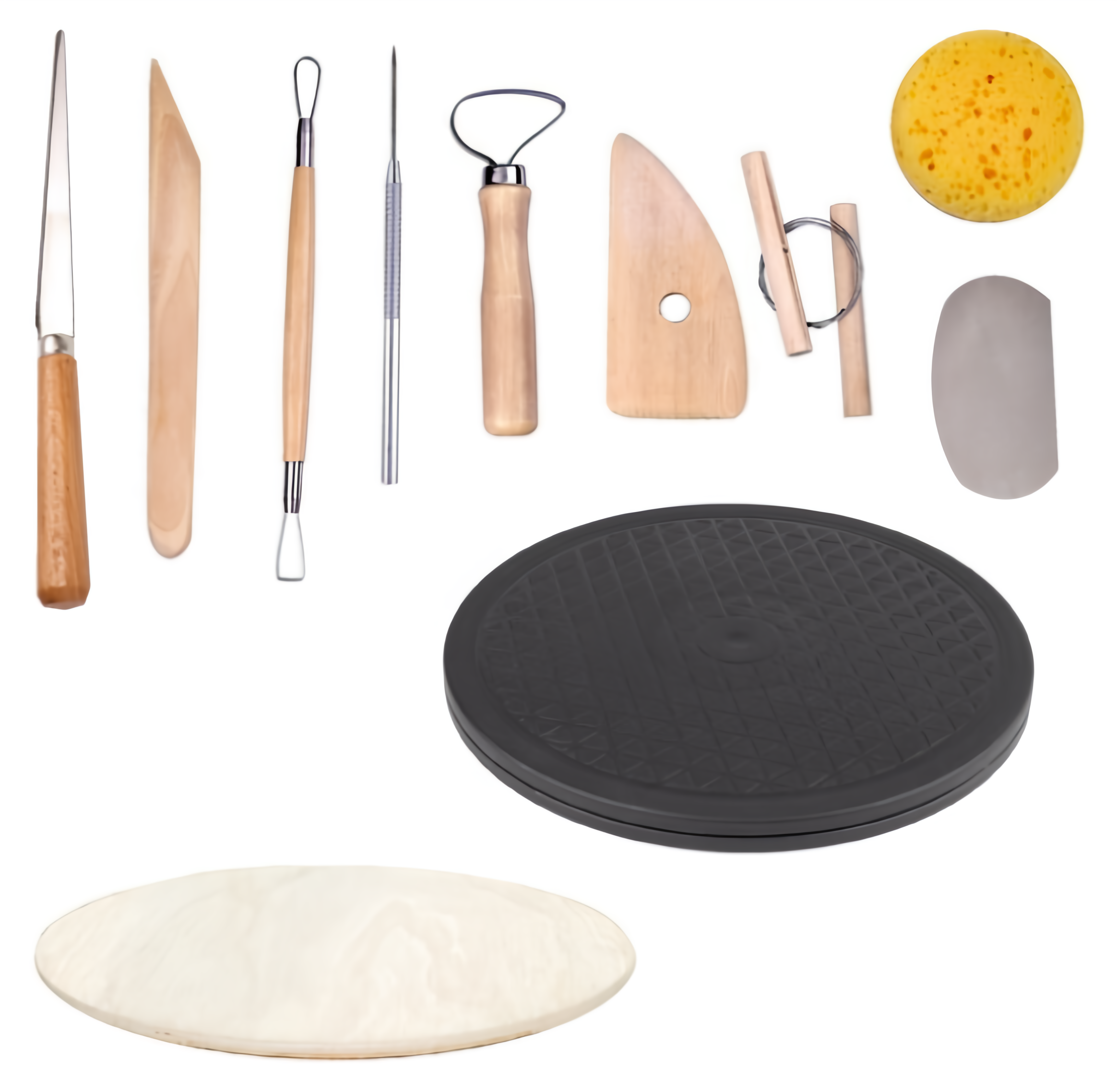 영남소재 도자기 찰흙 점토 도구 9종+손물레+원형나무판 세트 21,850원