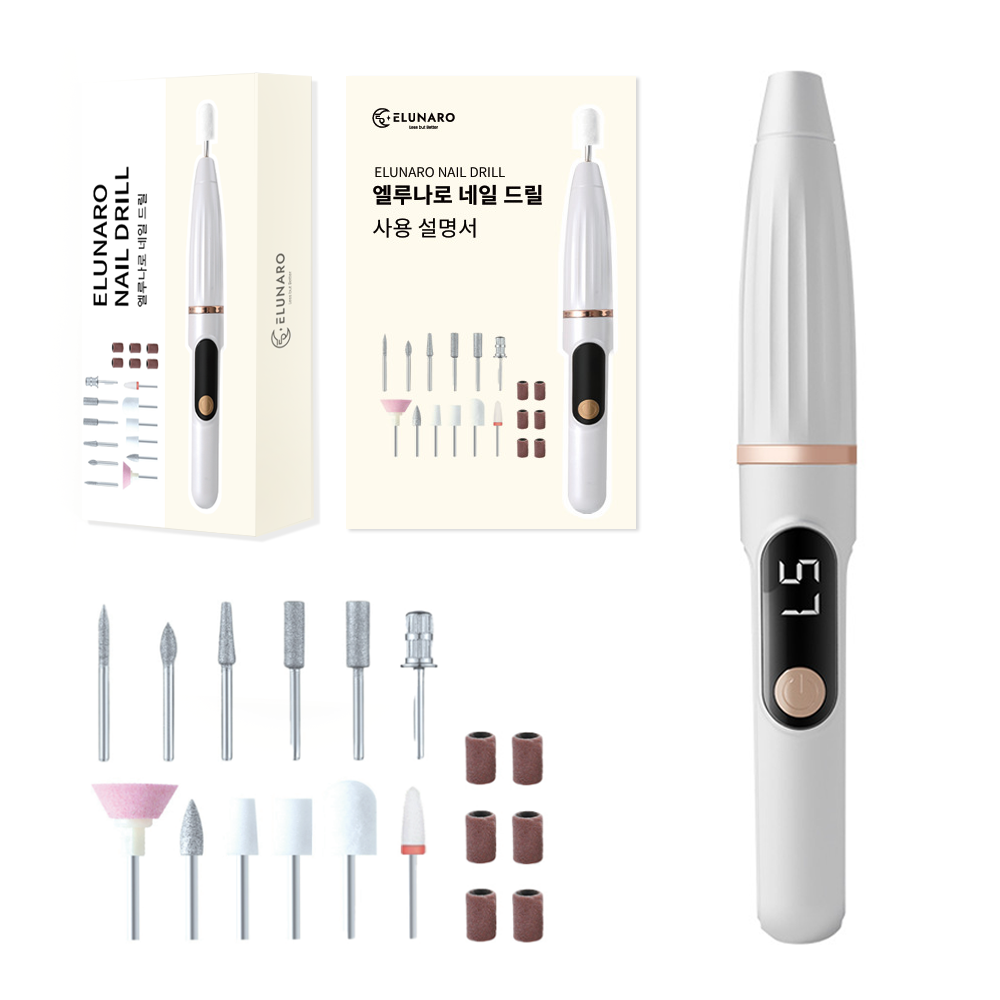 엘루나로 충전식 손톱 네일드릴 발톱 스케일링 기계 연마기, 1개, 화이트 19,800원