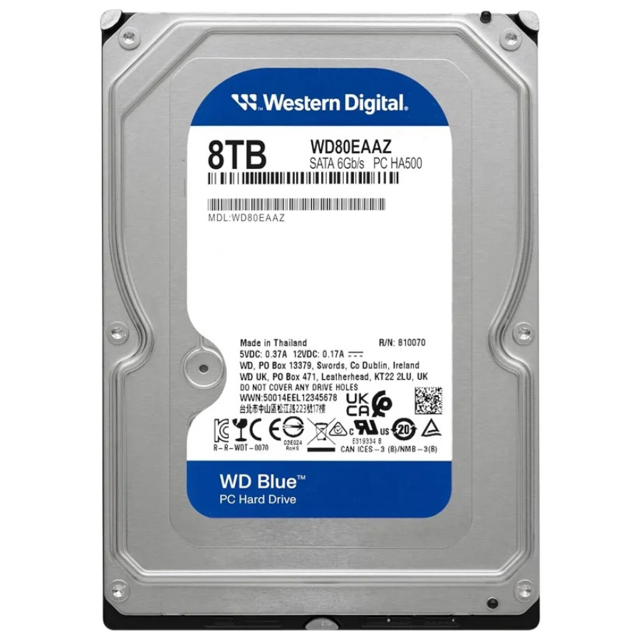 Western Digital 8TB WD 블루 PC 내장 하드 드라이브 HDD - 5640RPM, SATA 6Gb/s, 256MB 캐시, 3.5인치 - WD80EAAZ, 단일상품, 1개 339,900원